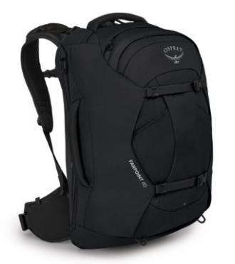 Black backpacks: Osprey Farpoint 40